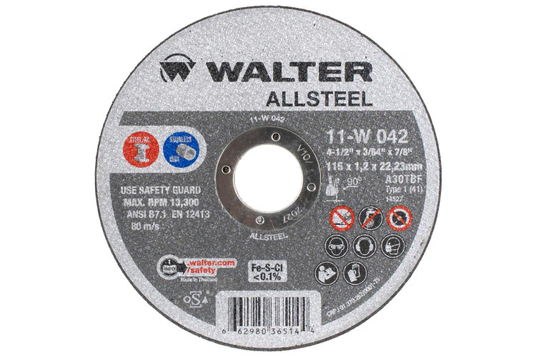 WALTER 11W042 ALLSTEEL 4.5X3/64X7/8'' T1 CUT-OFF WHEEL - Image 2