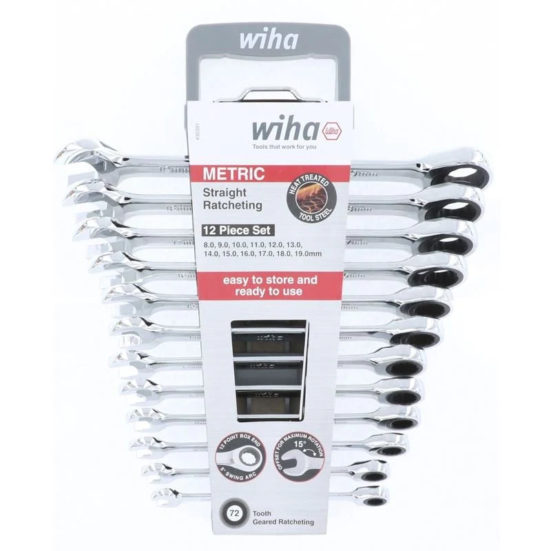 Wiha Combination Metric Ratchet Wrenches 12 Piece Set - Image 3