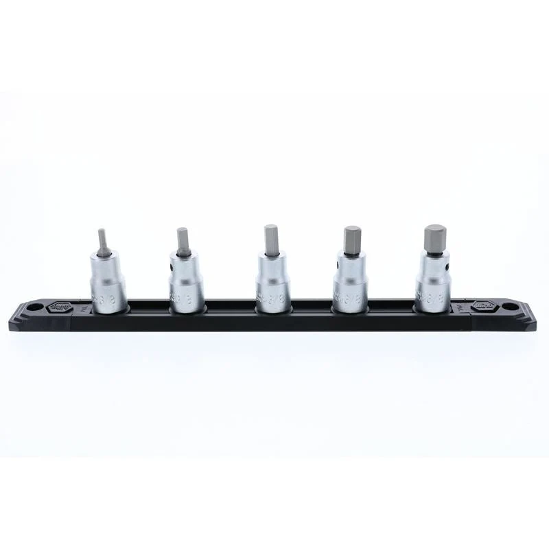 Wiha Hex Inch Bit Socket 3/8in Square Drive 5 Piece Set