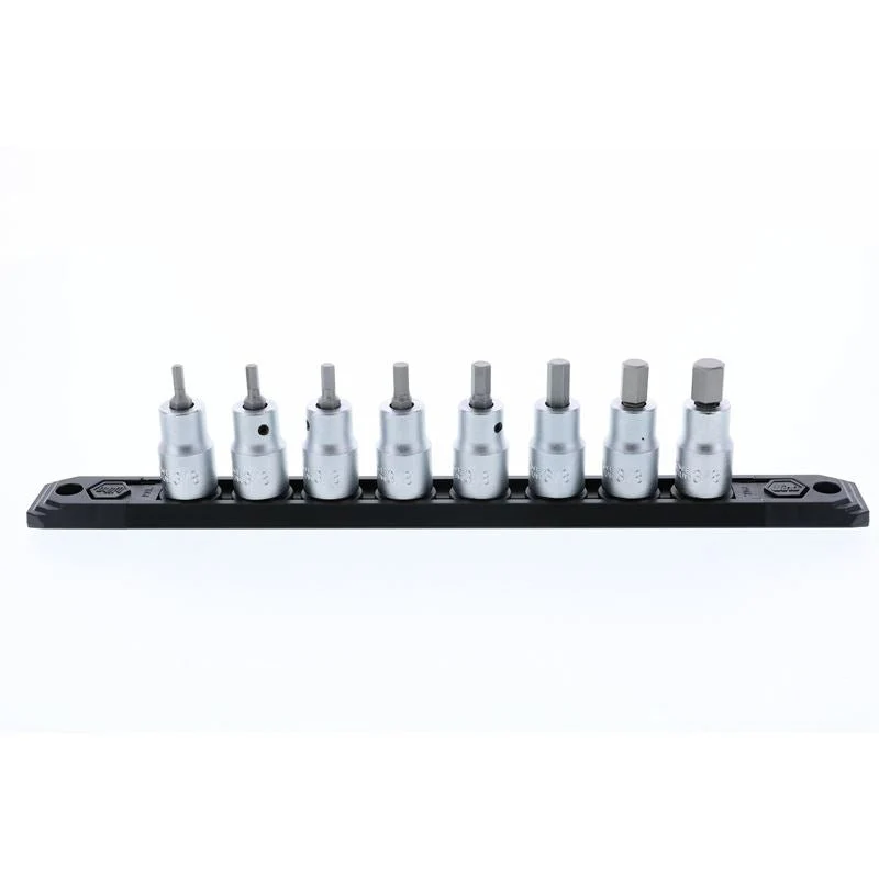 Wiha Hex Inch Bit Socket 3/8in Square Drive 8 Piece Set