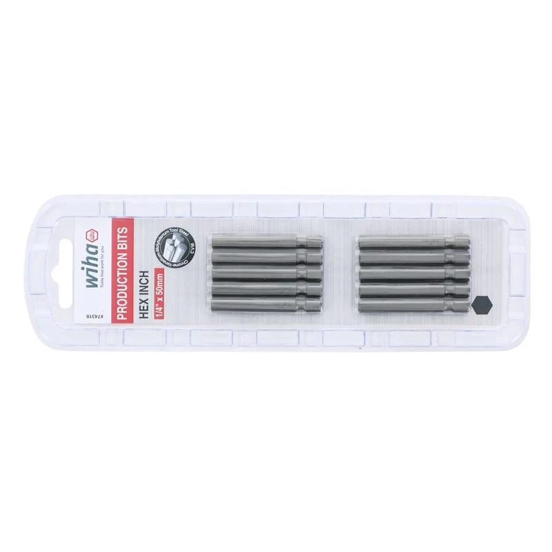 Wiha Hex Inch Power Bit 1/4 x 50mm Pack of 10 Bits - Image 2