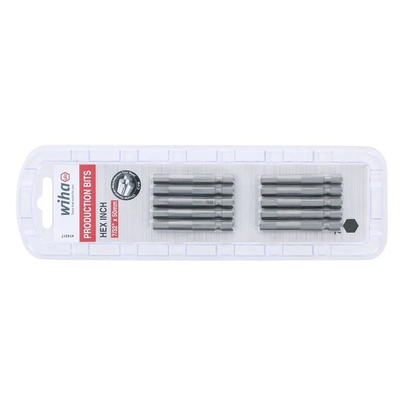 Wiha Hex Inch Power Bit 7/32 x 50mm Pack of 10 Bits - Image 2