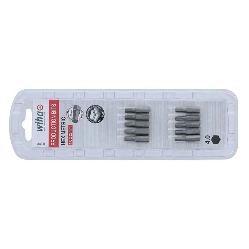 Wiha Hex Metric Insert Bit 4.0 x 25mm Pack of 10 Bits - Image 2
