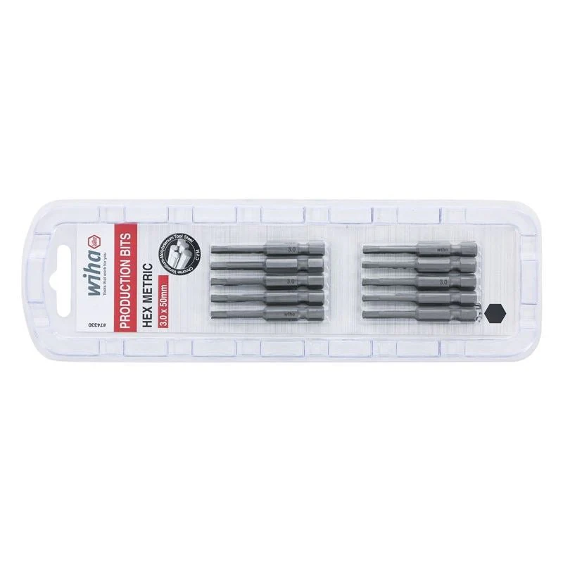 Wiha Hex Metric Power Bit 3.0 x 50mm Pack of 10 Bits