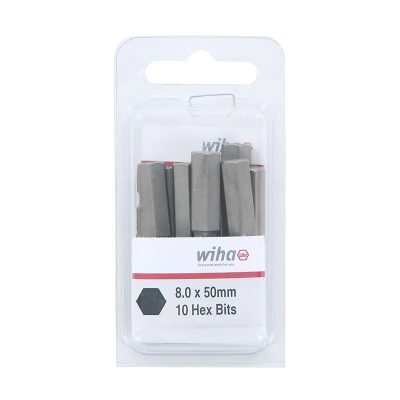 Wiha Hex Metric Power Bit 8.0 x 50mm Pack of 10 Bits - Image 2