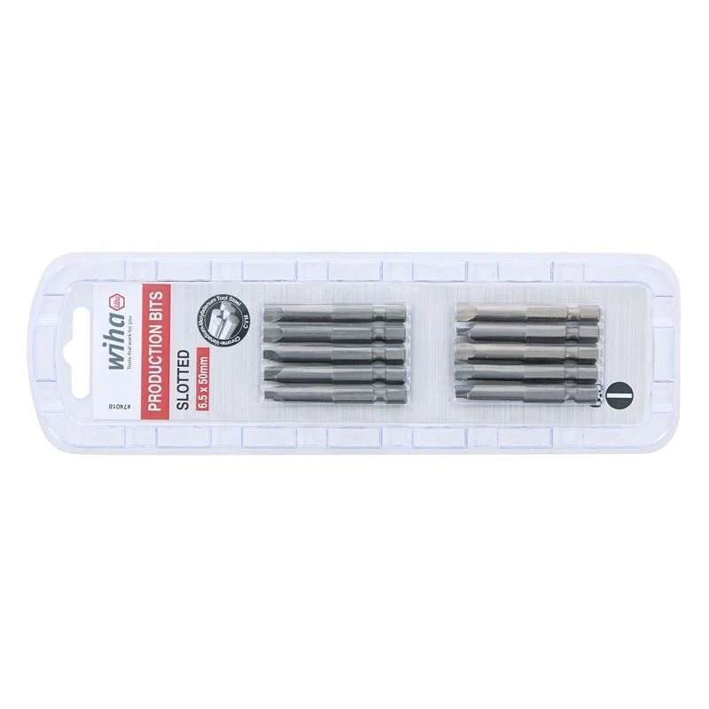 Wiha Slotted Power Bit 6.5 x 50mm Pack of 10 Bits - Image 2