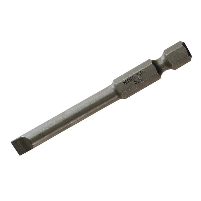 Wiha Slotted Power Bit 6.5 x 70mm Pack of 10 Bits