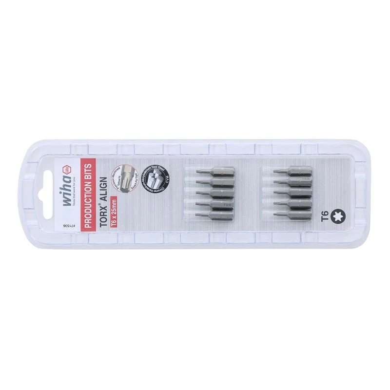 Wiha Torx Align Insert Bit T6 x 25mm Pack of 10 Bits