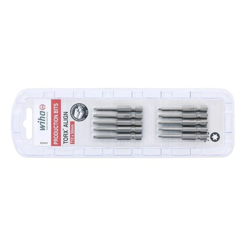 Wiha Torx Align Power Bit T10 x 50mm Pack of 10 Bits
